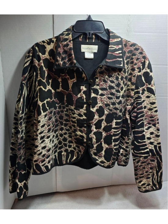 Jacqueline Lauren Jackets & Blazers - Women's Jacqueline Lauren Animal Print Blazer XL Black Beige